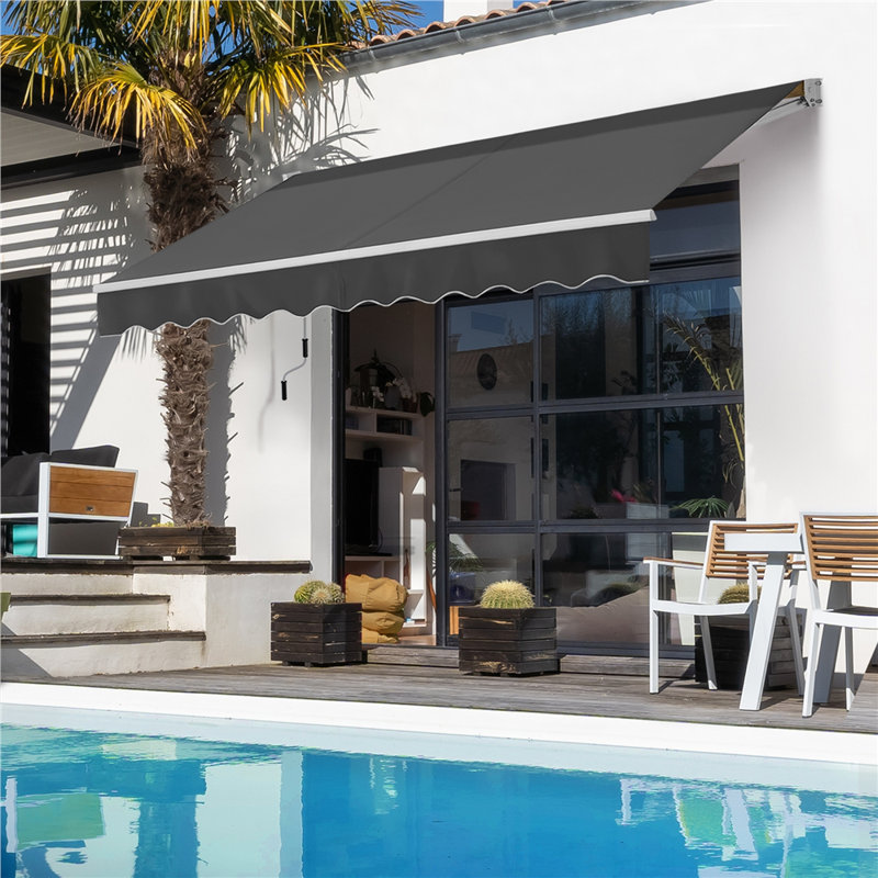 Retractable Patio Awning, Dark Grey, 250 cm L x 200 cm W