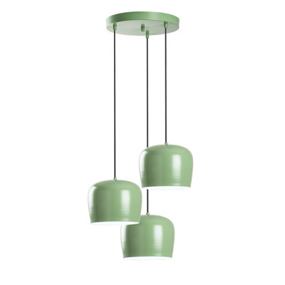 Lustre élégant en menthe, hauteur réglable de 17,7 à 44,9 pouces | Corps en métal, 3 douilles E27 de 40 W maximum | Diamètre: 17,7 po, plaque de base: 15,7 po | Élégant luminaire pour salon et salle à manger, design moderne