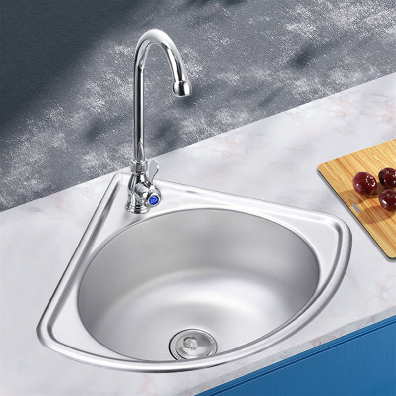 Lavabo de salle de bain triangulaire en acier inoxydable