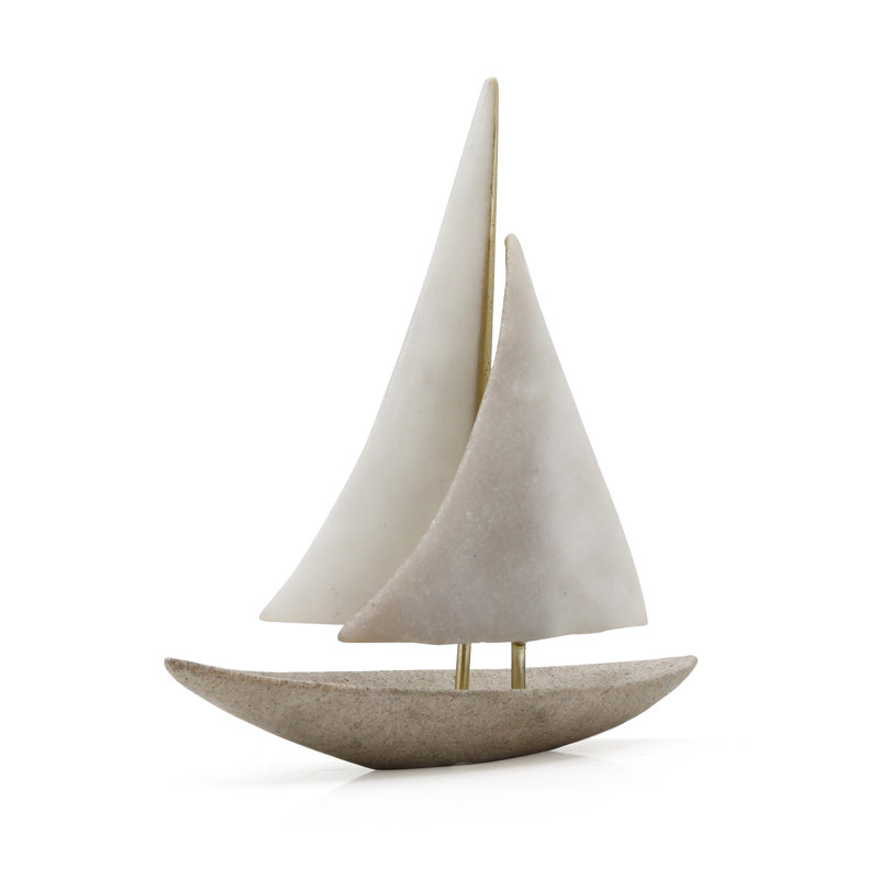 Harbor Crest Resin Sailboat Sculpture