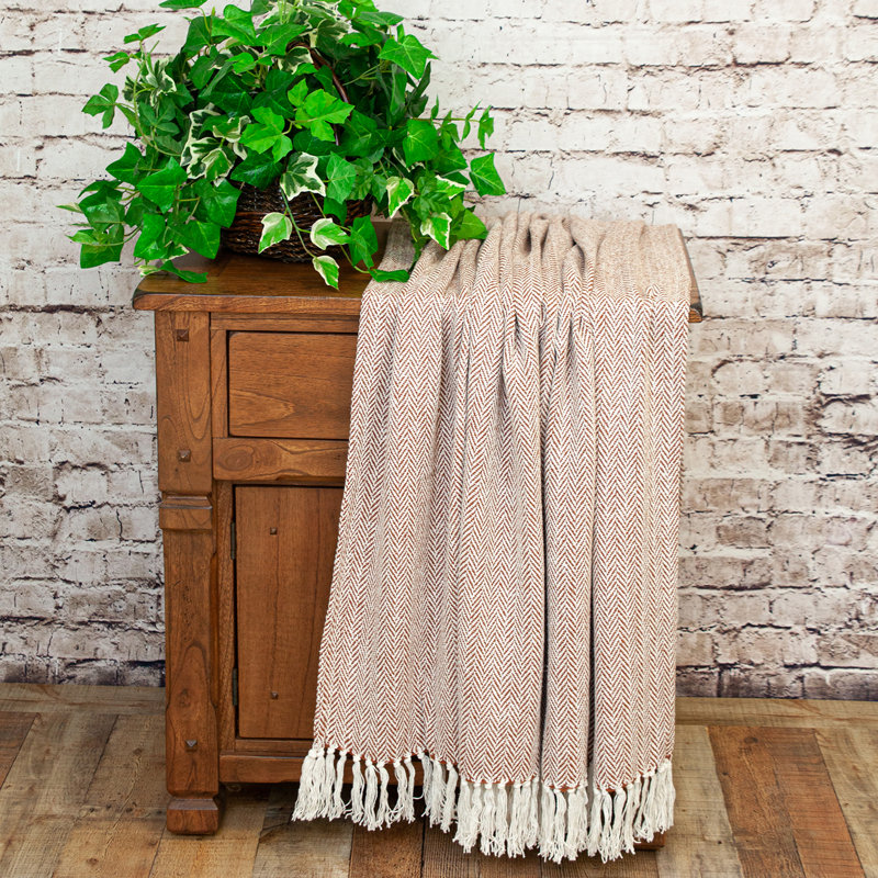 Hand Woven Throw Blanket, Rust