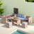 6-piece All Weather Pe Rattan Sofa Set With Adjustable Seat, Storage Box, Removable Covers And Tempered Glass Top Table