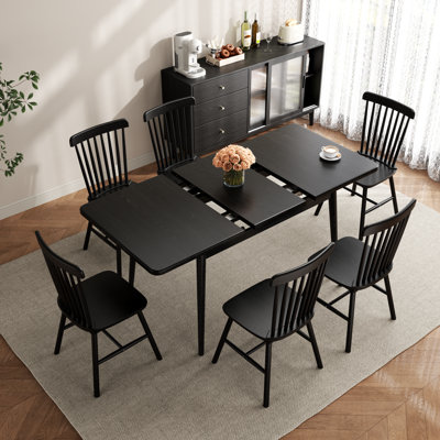 Solid Wood Extendable Dining Table with Seamless Expansion from 47.2 to 63 Inches, Seats 4 to 8 People, Easy Assembly, Perfect for Dining Room, Kitche