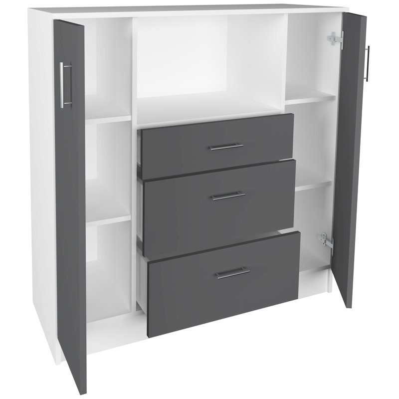 Seretha 110cm Kitchen Pantry, White/Anthracite