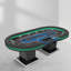 Table de poker bleue et noire en bois manufacturé ovale-117598247