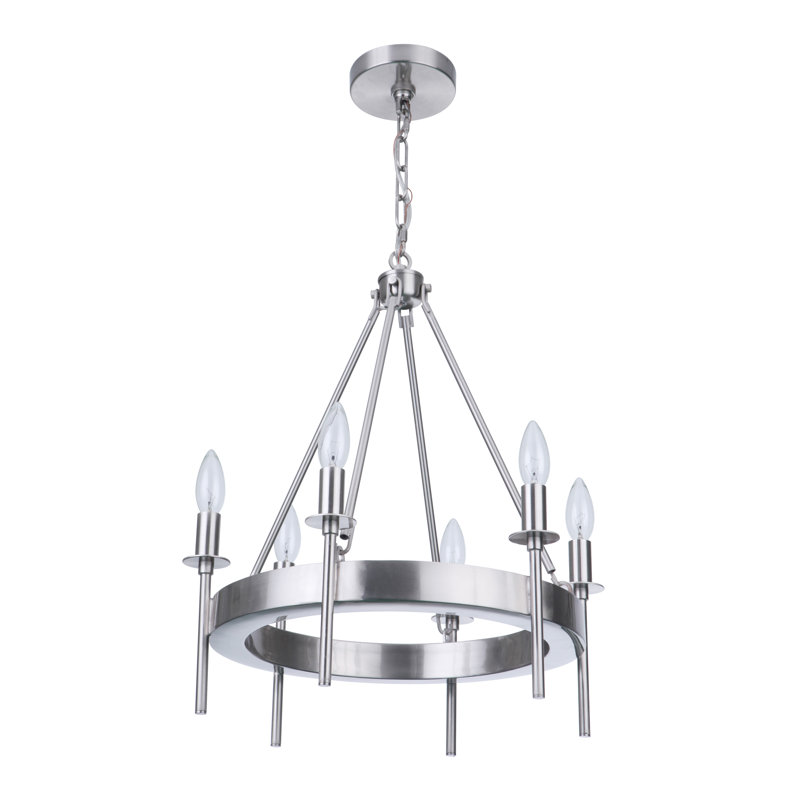 Retta 6 - Light Wagon Wheel Chandelier, Nickel