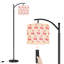 Lampe sur pied arquée avec abat-jour réglable, motif cerises roses ludiques, 3 températures de couleur, intensité variable, lampe sur pied haute avec interrupteur au pied pour chambre à coucher