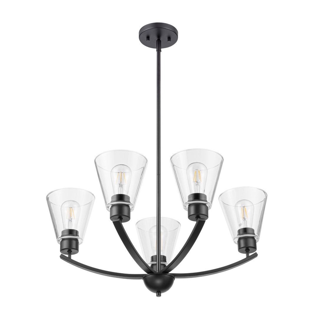 Fairendale 5-Light Chandelier Matte Black with Clear Glass Prominence Home