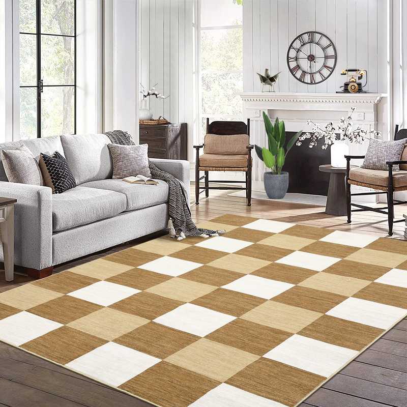 Tapis à carreaux lavable à la machine Randolph, Rectangle 10 pi x 13 pi