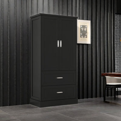 Grande armoire de rangement pour salle de bain, armoire avec deux portes et tiroirs, tablette réglable, panneau de fibres à densité moyenne
