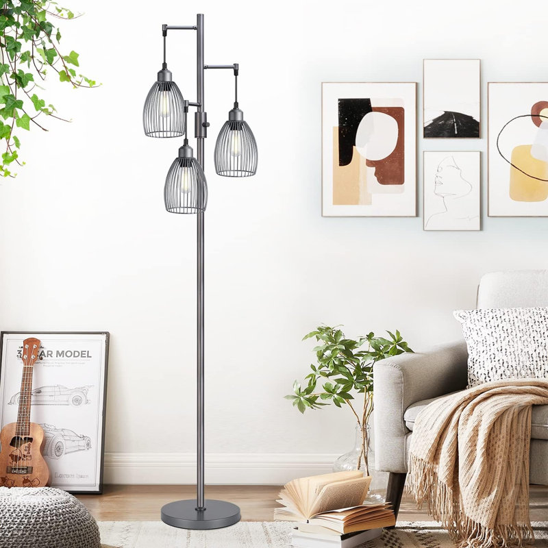68.5'' LED Tree Floor Lamp with USB, Gray