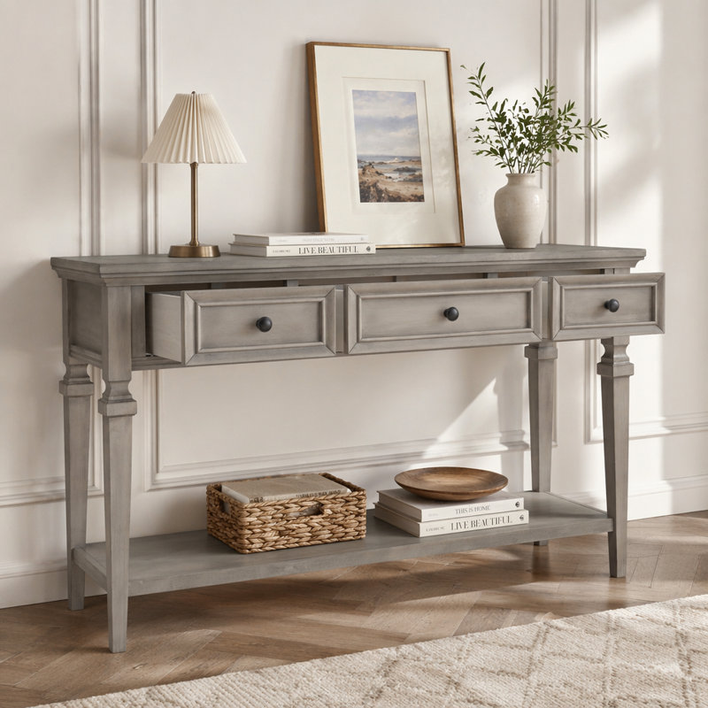 Console classique de style rétro, Gris / gris délavé, Gris, Gris délavé