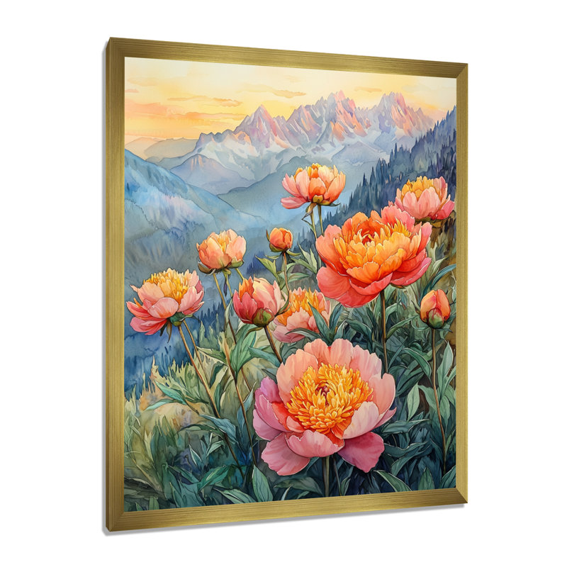 Ketcham - Floral Wall Art Prints, H 32 po x l 16 po, Reproduction encadrée sans passe-partout, Doré