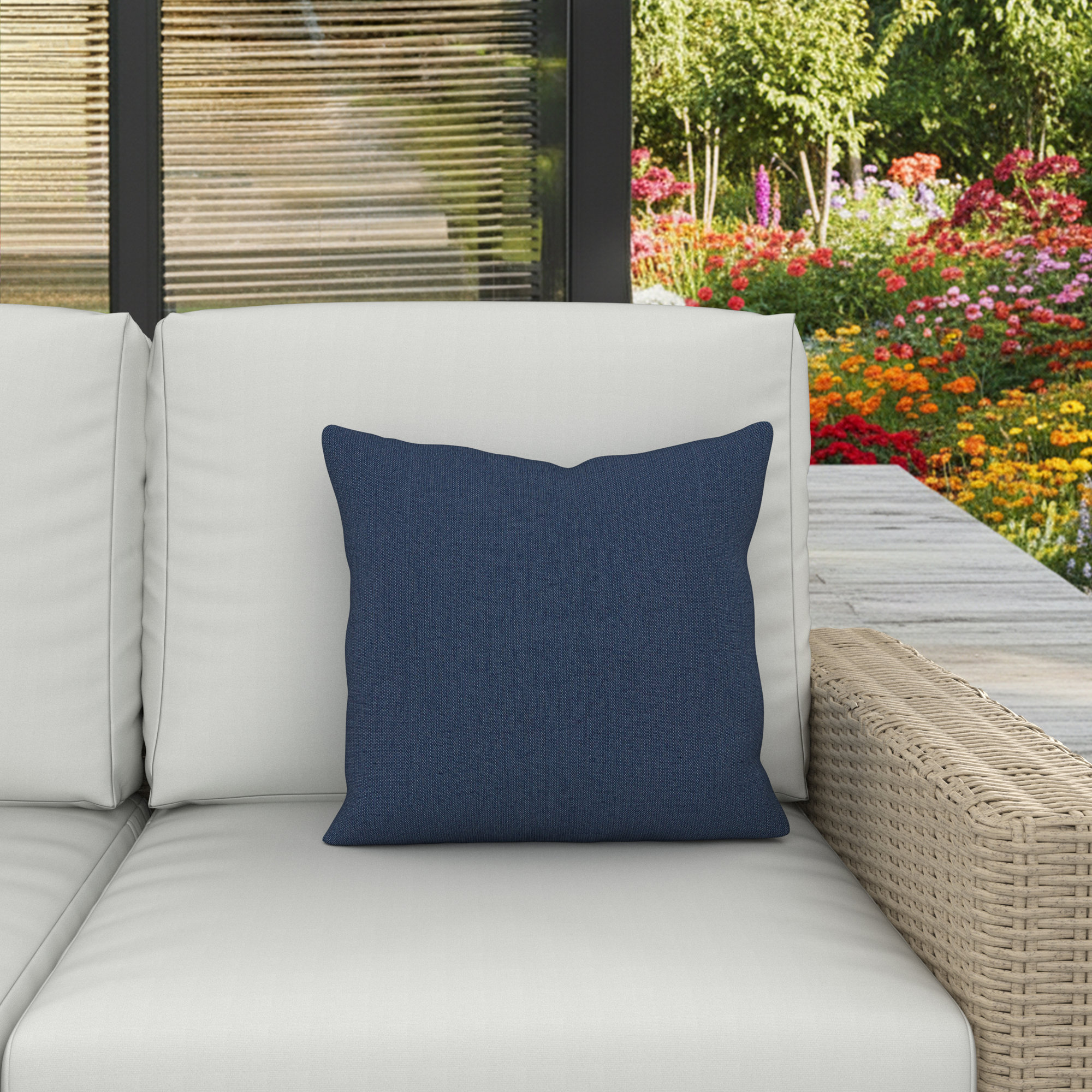 Indoor/Outdoor Throw Pillow, Spectrum Indigo Sunbrella® Plainweave, Square 18"