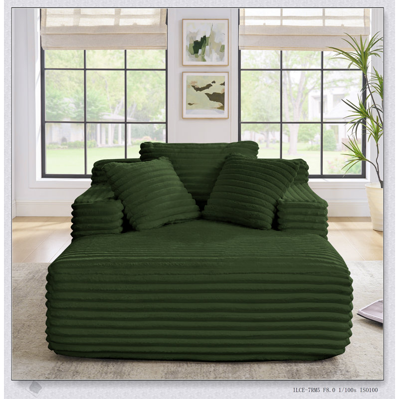 Méridienne rembourrée en velours côtelé rembourré avec assise profonde Living Room, Vert