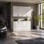 Grande armoire de rangement avec 3 tiroirs et tablettes réglables - Organisateur polyvalent blanc moderne pour le garage, le garde-manger et la maison