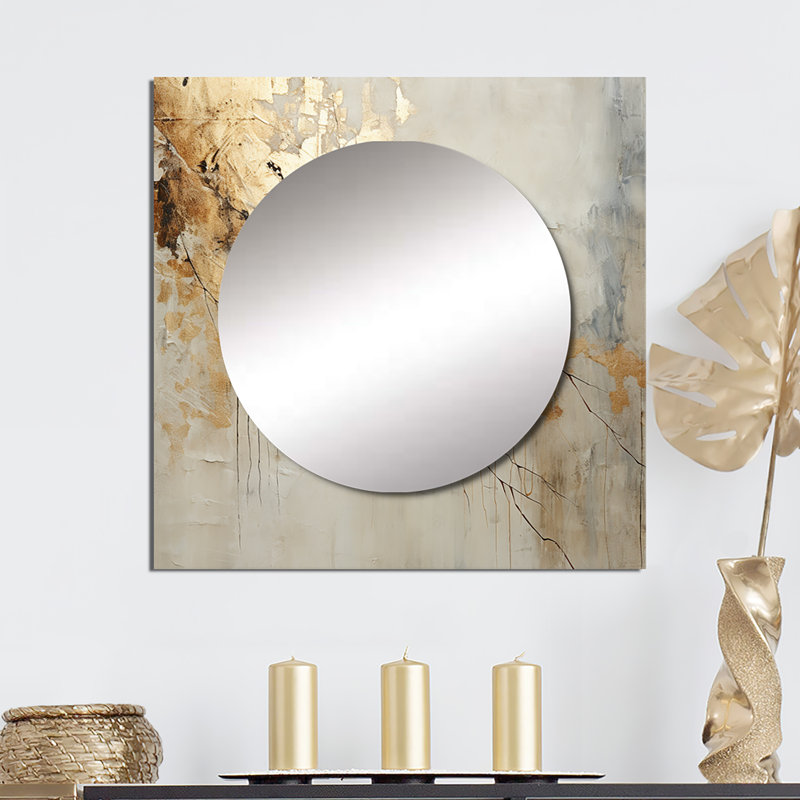 Aundraya - Grand miroir carré à formes abstraites pour décoration murale, 36 po x 36 po