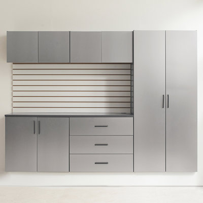 Series, Garage Cabinet , Metallic Gray Finish, Drawers, Water And Heat Nature, 2x Thicker Edge Banding, Device On Shelf Units, Double Metal Bracket Series 96 In. W X 79 H 20 D 6 B, With Drawers Doors