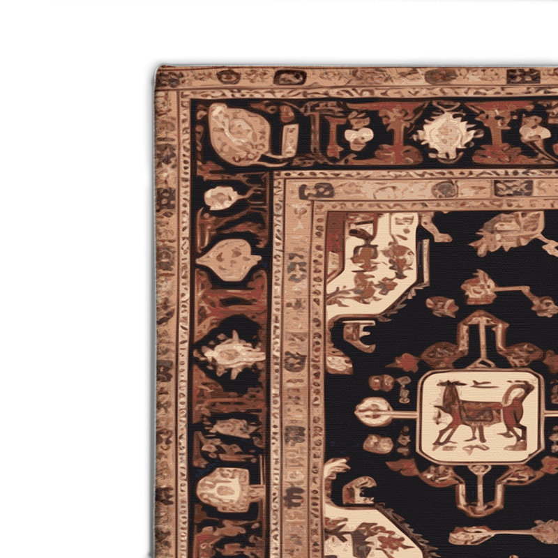 Persian Black Indoor and Outdoor Area Rug, Rectangle 4' x 6'