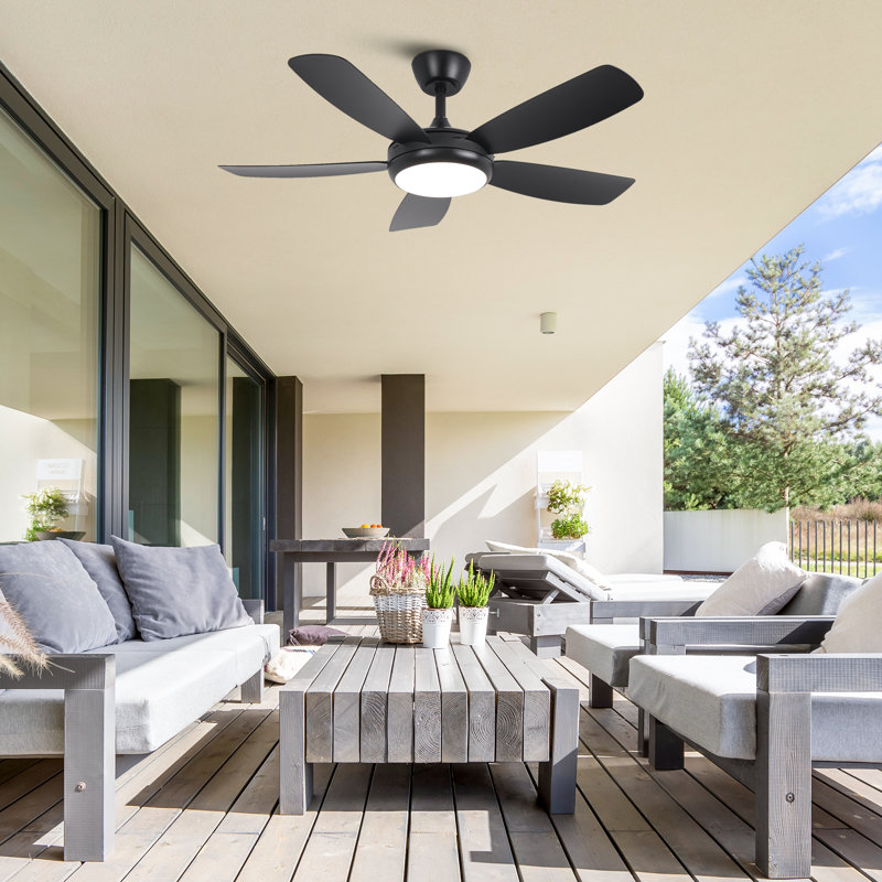 Ventilateur de plafond moderne moderne à 5 pales de 42 po à intensité variable avec lumières et télécommande, pales à installation rapide, installation facile, lumières DEL 3CCT, 6 moteurs à courant continu réversible, minuterie, tiges de 4 po / 10 po