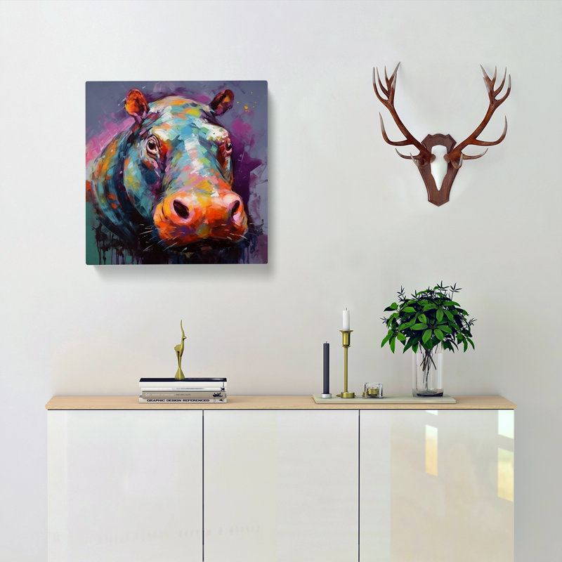 Hippo Abstract Art No.1 - Wrapped Canvas, 35cm H x 35cm W x 3cm D