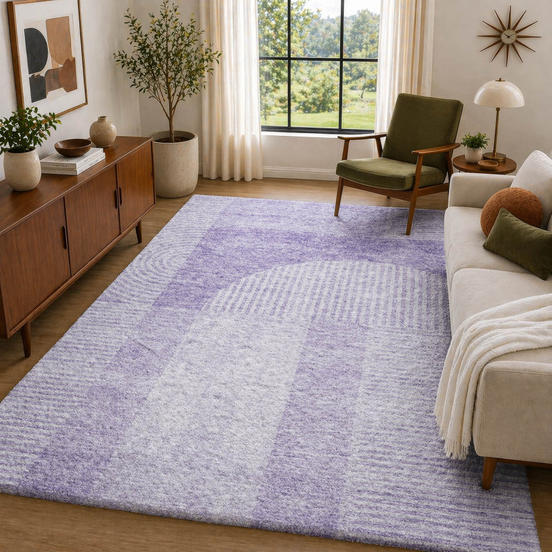 Tapis à poil long de qualité supérieure lavable à la machine ADS711, Lavande, 8 pi x 10 pi