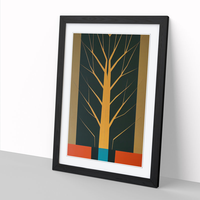 Trewet Oak Tree Suprematism 1 Piece Single Picture Frame Wall Art, 64cm H x 46cm W x 2cm D, Black
