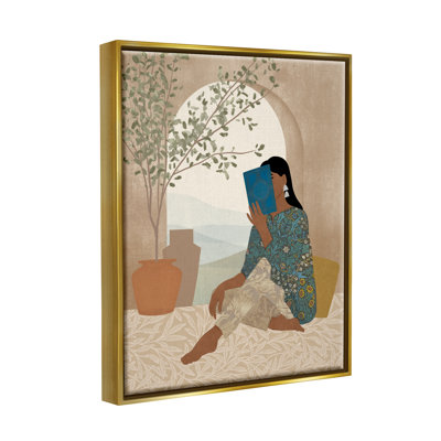 House of Hampton®, femme boho lisant sur toile flottante, art mural par Victoria Barnes