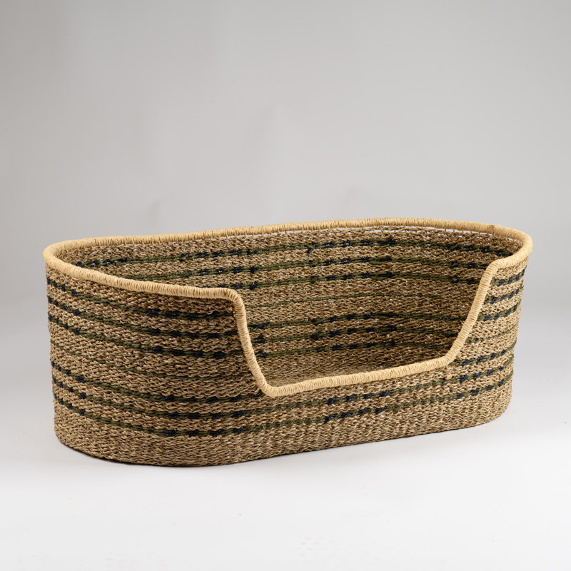 Green & Natural Check Woven Pet Bed with mat, Large (41 - 70 lbs), 29cm H x 78cm W x 48cm D