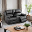 Causeuse inclinable manuelle en faux cuir de 68 po de largeur avec porte-gobelet-274112188