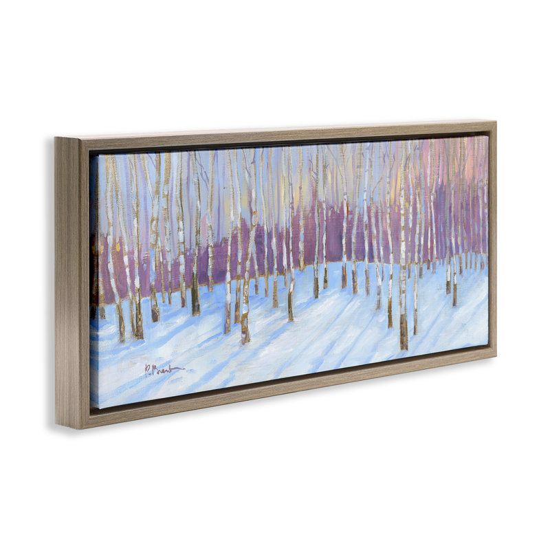 Cadre flottant Niveous Birch Tree Grove, design par Paul Brent, H 11 po x l 25 po, Cadre flottant orme Montalcino