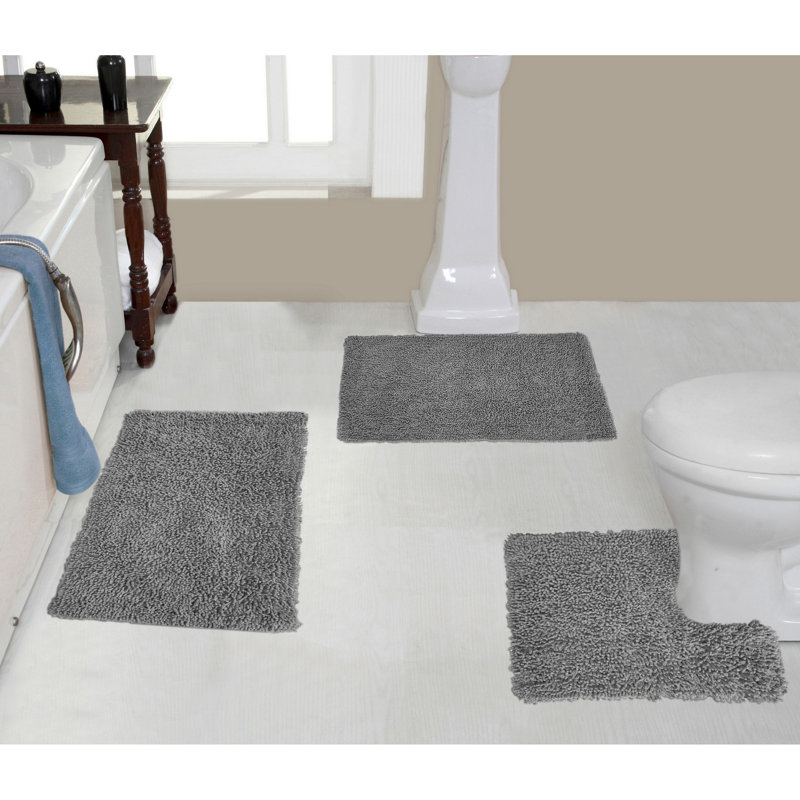 Ensemble de 3 tapis de bain Hazeltine, Gris