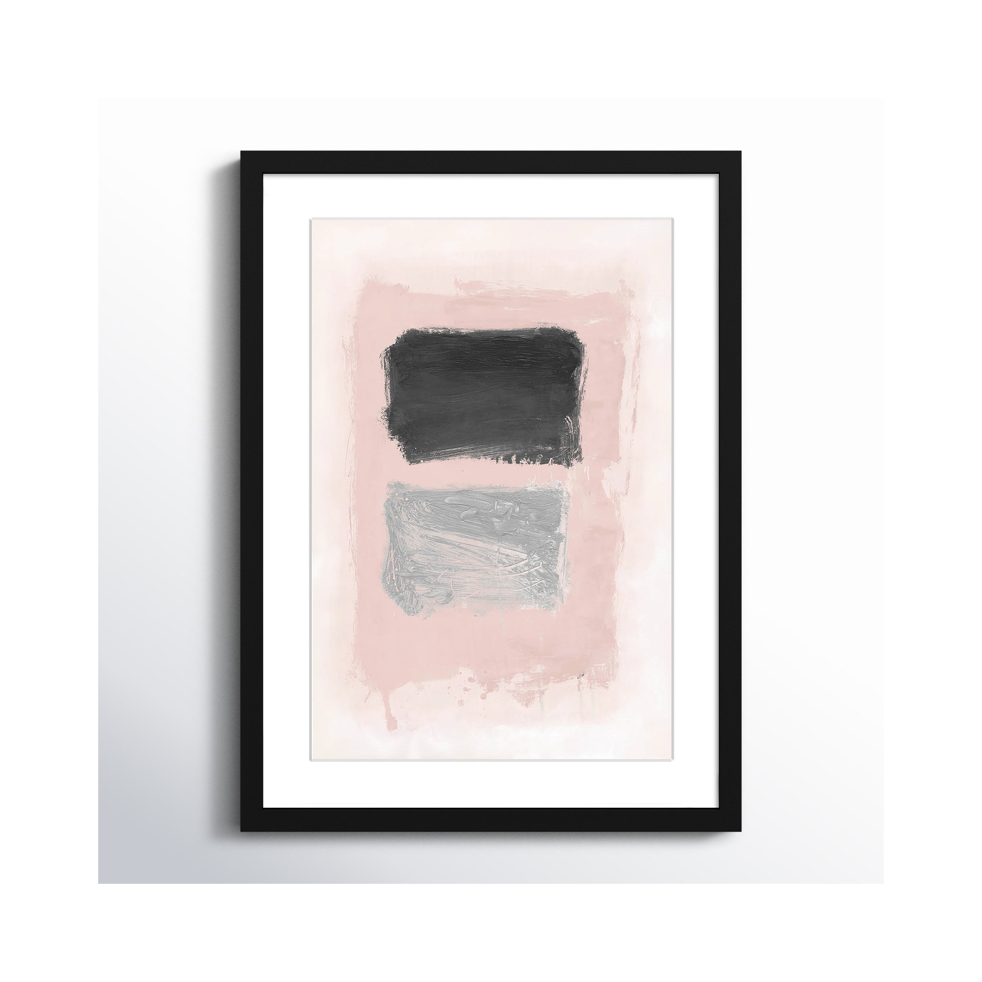 Pink, Black And Silver Shimmer I by Casa Fine Arts, Black Matted Picture Framed, 23" H x 17" W x 1.25" D