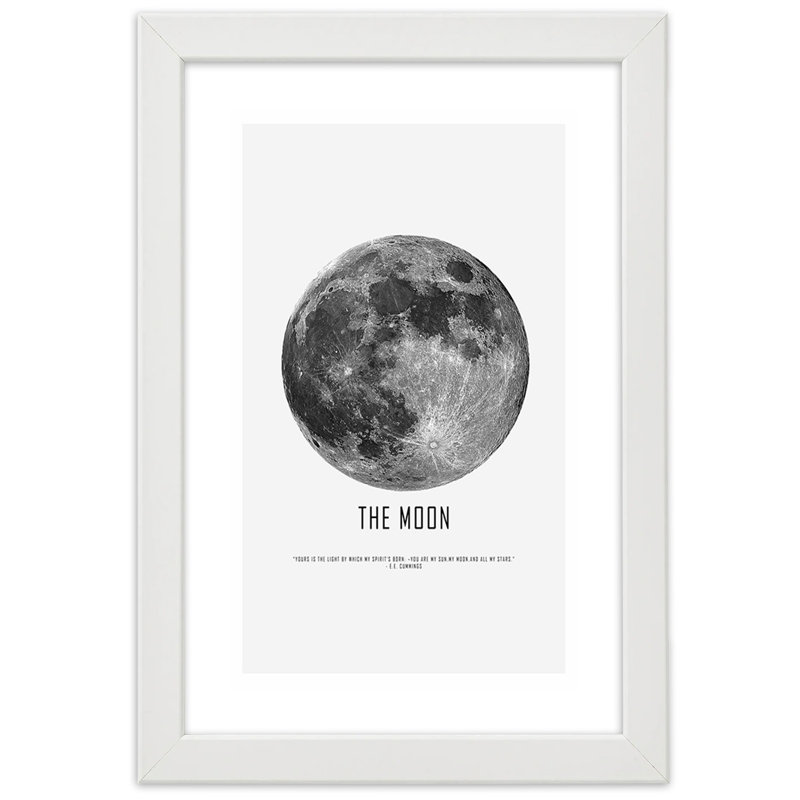 Moon - Single Picture Frame Print, 100cm H x 70cm W, White