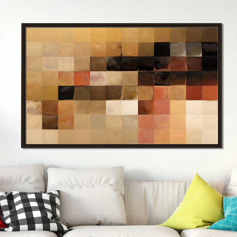 «Tile Art # 15 2013», reproduction d'art sur toile, H 21,5 po x l 33,5 po x P 2 po, Cadre flottant espresso