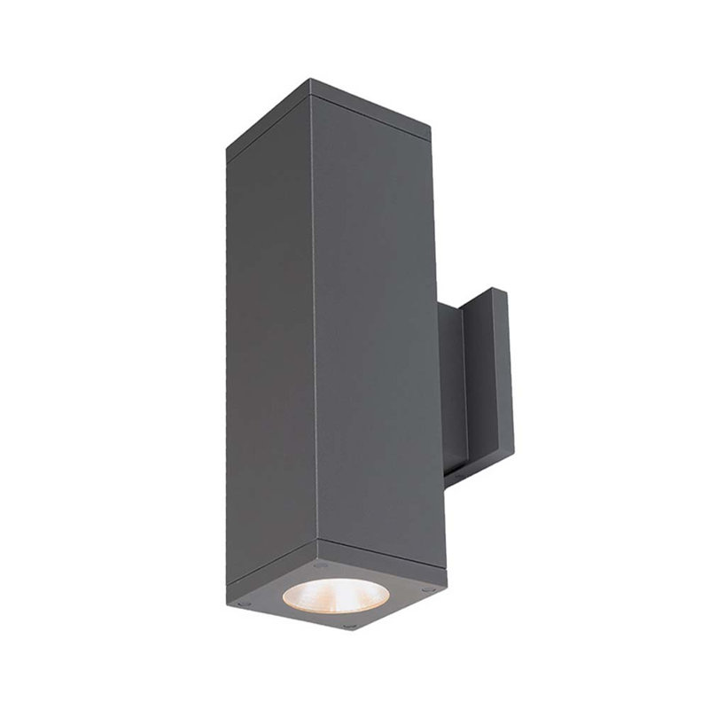 Appliquee à bras extérieur 2 lumières del architecturale cubique, Graphite, 3500, H 17,88 po x l 5,5 po x P 8,25 po