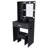 Black Vanity With Adjustable Led Lights, Power Socket, Hairdryer Holder And Upholstered Stool - American Modern Classic Style For Small Bedrooms, Compact Refined Material Table Mirror, Outlet, In-37528911
