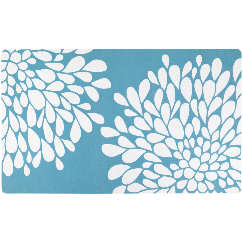 Napperon pour animal de compagnie, tapis d'alimentation pour chien et chat - Tissu absorbant, envers imperméable, antidérapant, lavable à la machine (bleu rajeunissement) (12 po x 20 po) (fabriqué aux États-Unis)