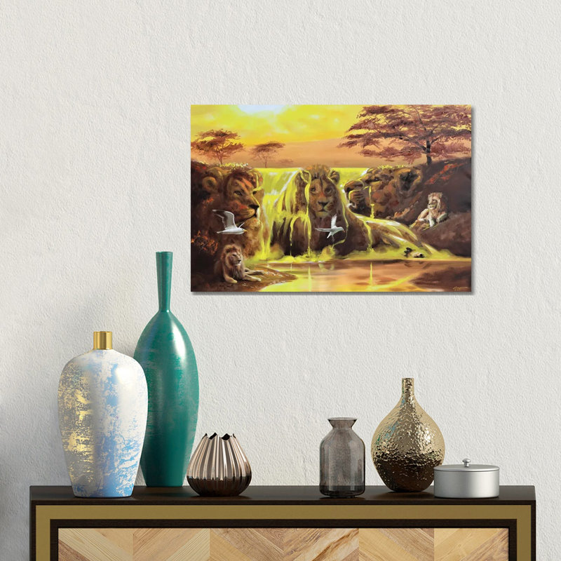 Lion Around by D. "Rusty" Rust - Gallery-Wrapped Canvas Giclée on Canvas, Canvas, 30.48 cm H x 45.72 cm W
