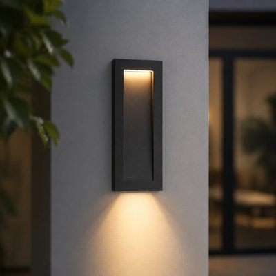 Lampe murale d'extérieur à DEL 15 po en aluminium noir à intensité variable