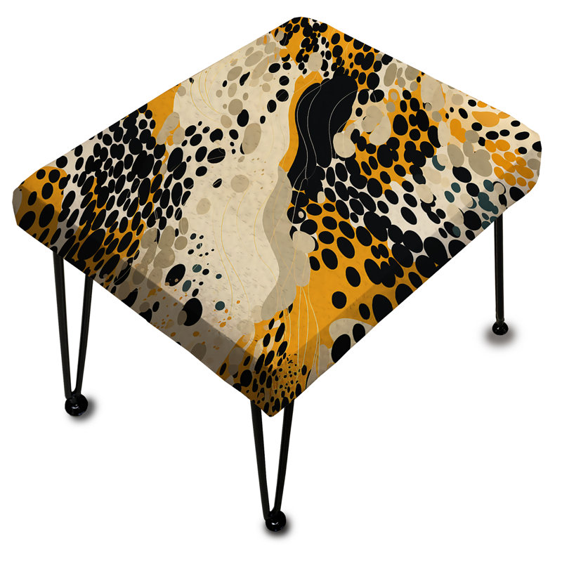 Urban Exotica Orange And Black Abstract Pattern - Abstract Rectangle Ottoman
