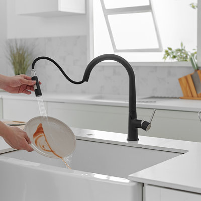 Pull Out Touchless Single Handle Kitchen Faucet with Accessories -  Fapully, IS-KF1270BN