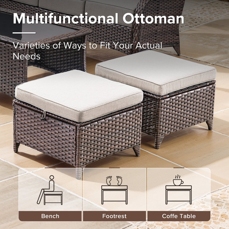 Gymojoy 7-Piece Patio Furniture Set With Swivel Glider Chairs, 6-Inch Ultra-Plush Cushions & Water-Resistant Olefin Fabric