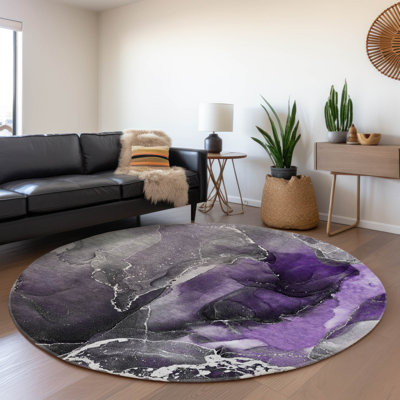 Premium Machine Washable Cerrito AMF503 Purple Rug