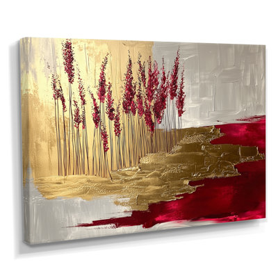 Fleurs sauvages et lavandes «Pure Golden Horizons I» - décoration murale fleurs sauvages
