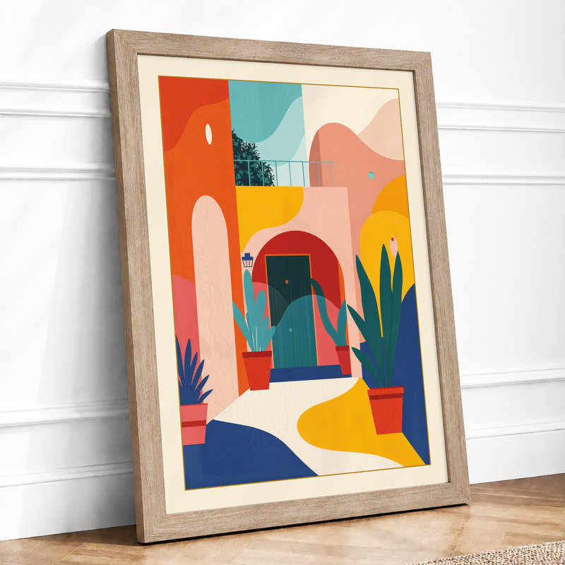 Moroccan Courtyard Modern - Framed Print, Oak, A4 - 29.7 x 21.0 cm