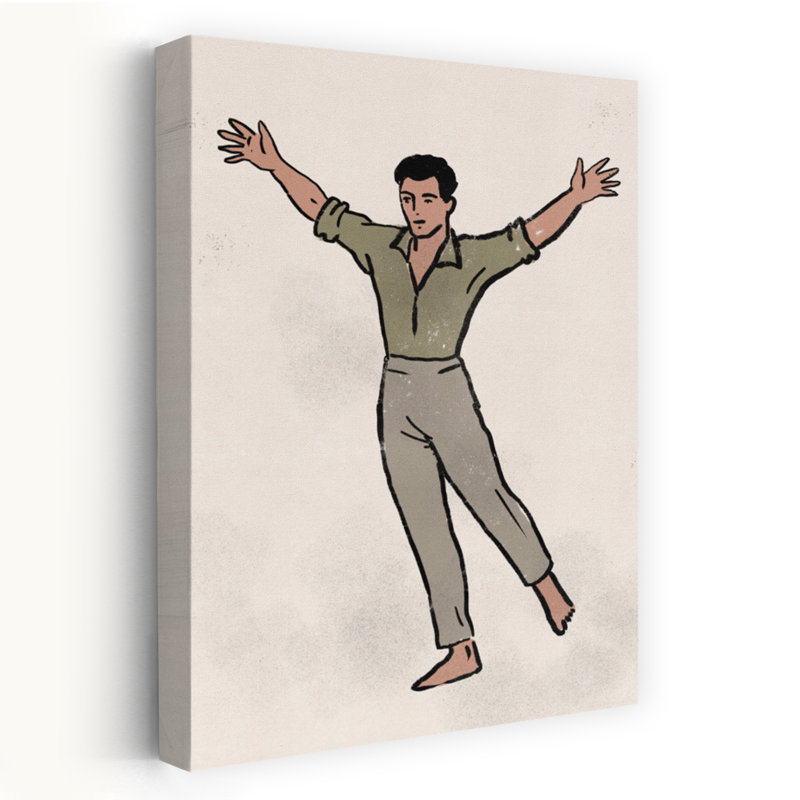 Joyeux danseur, art mural rétro classique élégant, 36" H x 24" W