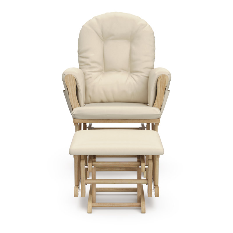 Fauteuil oscillant avec repose-pieds Hoop, Beige, Naturel