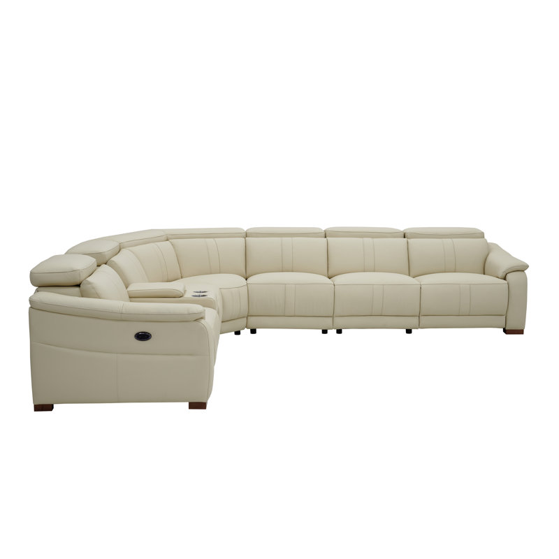 Barnemouth Leather Recliner Theater Set, White Leather Match, 31.5'' H X 126.5'' W X 112.5'' D