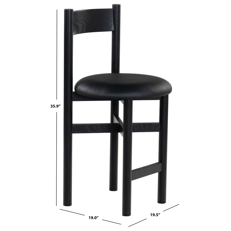 Tayla Leather Counter Stool, Black